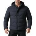 thumbnail image 2 of Men's Puffer Jacket Windproof Thicken Quilted Jacket Zip Up Insulated Winter Coats with Detachable Hood Outdoor Commuting Casual,Navy,XL, 2 of 6