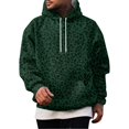 thumbnail image 2 of Men's Leopard Print Hoodie, Trendy Long Sleeve Drawstring Hooded Sweatshirt , Loose Fit Streetwear Pullover with Pocket Dark Green L, 2 of 6