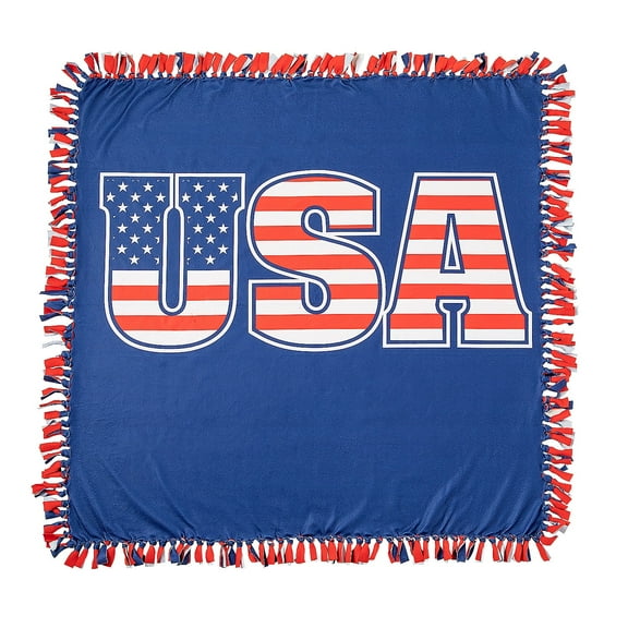 Fun Express American Flag Fleece Tied Throw Craft Kit - Makes 1