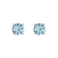 thumbnail image 3 of 1 Ct Round Cut Studs Blue Natural Aquamarine 14K White Solid Solid Gold Everyday Dainty Earrings Push Back, 3 of 7