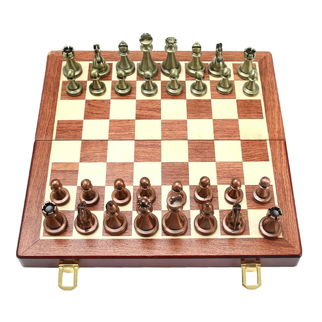 Juego De Mesa, Juego De Ajedrez Retro De Metal Plegable Para Adultos