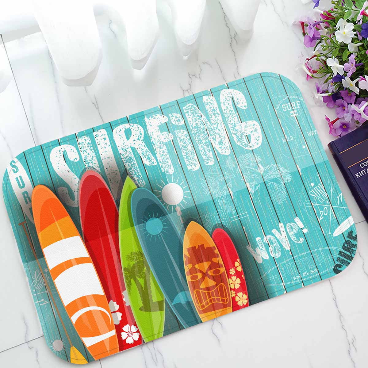 PKQWTM Surf Club Surfboards Home Decor Floor Mat Area Rug Doormat Size