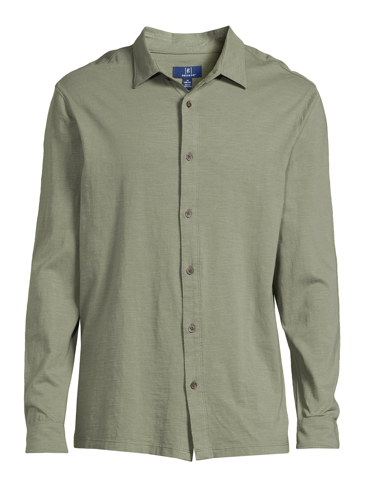 George Men’s Knit Button Down Shirt with Long Sleeves, Sizes S-3XL