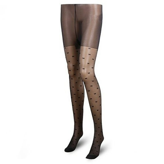Women's Pantyhose Vintage Tattoo Stockings Bowknot Print Thin Mesh Pantyhose Black One Size