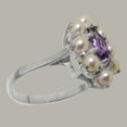 thumbnail image 3 of LBG British Made 9k White Gold Natural Amethyst & Cultured Pearl Womens Promise Ring - 33 size options - Size 6, 3 of 6