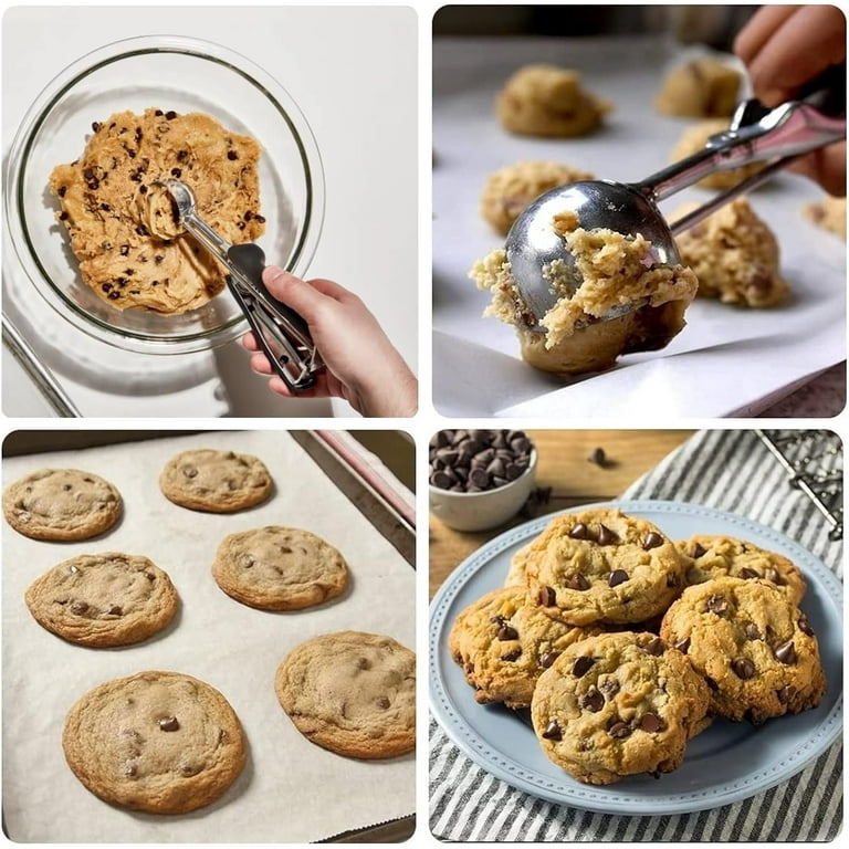 Set di 3 cucchiai piccoli per biscotti, include 1 cucchiaino/2 cucchiaino/3 cucchiaini/3 cucchiaini paletta per biscotti, paletta per biscotti, in acciaio inossidabile 18/8, buone impugnature morbide