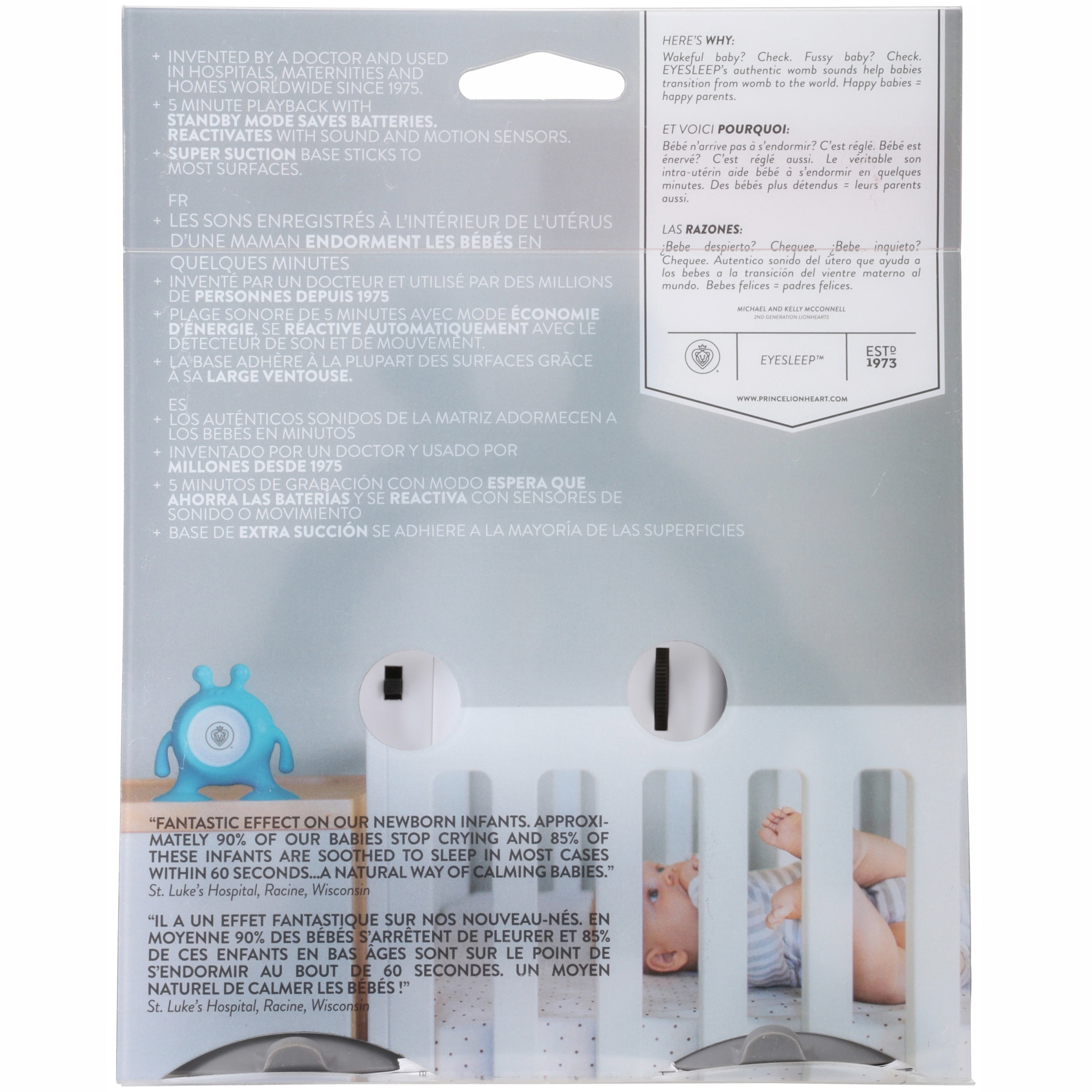 Prince Lionheart eyeSLEEP Soundbox, Galactic Grey, Plays Actual Womb Sounds