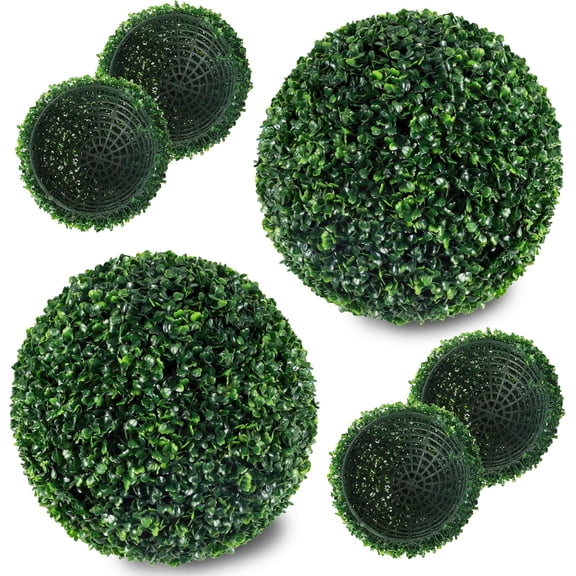 Ogrmar 2 PCS 13.7 inch 2 Layers Artificial Plant Topiary Ball Faux Boxwood Decorative Balls for Backyard, Balcony,Garden, Wedding and Home Décor (13.7 Inch)
