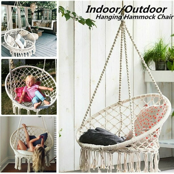 Hammock Chair Macrame Swing Hand Made Swing Chair Prefect for Indoor/Outdoor