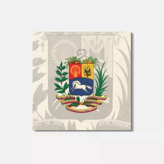 Venezuela Coat Of Arms 4'' X 4'' Square Wooden Coaster