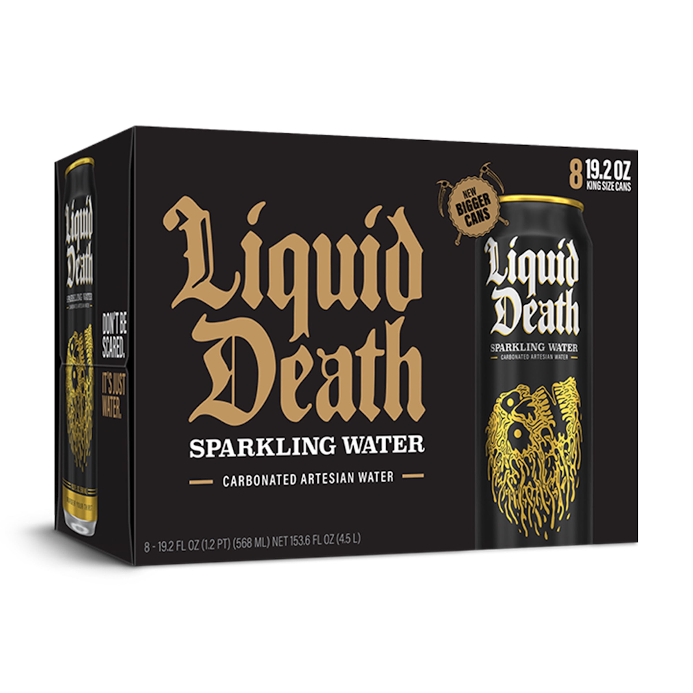 Liquid Death, Sparkling Mountain Water, 8-Pack (19.2oz Cans), Real Mountain Source, Infinitely Recyclable Ice-Cold Cans