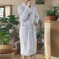 thumbnail image 7 of ZQUUVOU Men's Plush Robes Shawl Collar Nightgown Fall Winter Loose Warm Thick Bathrobes Long Velvet Loungewear with Pocket Gray B, 7 of 7
