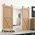 thumbnail image 2 of Homacer Brushed Nickel Sliding Barn Door Hardware Kit, for Two/Double Doors, 15ft Long Flat Track, T-Shape Design Roller, Heavy Duty, for Interior & Exterior Use, 2 of 7