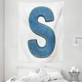 thumbnail image 1 of Letter S Tapestry, Retro Style Denim Letter Character on White Background Conceptual Typography, Wall Hanging for Bedroom Living Room Dorm Decor, 60W X 80L Inches, Blue Yellow, by Ambesonne, 1 of 2