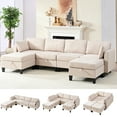 thumbnail image 2 of Puremind Modular Sectional Sofa with Storage, U/L Shaped Sectional Couch with Movable Ottoman, Convertible Sleeper Sofa for Living Room/Apartment, Beige, 2 of 6