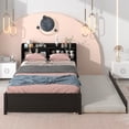 thumbnail image 2 of Full Size Bed with Trundle, Full Storage Bed with Bookcase Headboard, Pull Out  Platform Bed with Wood Bed Frames for Bedroom, Guest Room, 2 of 9