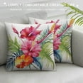 thumbnail image 3 of JEUXUS  Floral Throw Pillow Cushion Cover by,Wild Tropical Orchid Flower with Leaves Exotic Tropic Petals Picture,Decorative Accent Pillow Case,Fuchsia Forest Green, 3 of 5