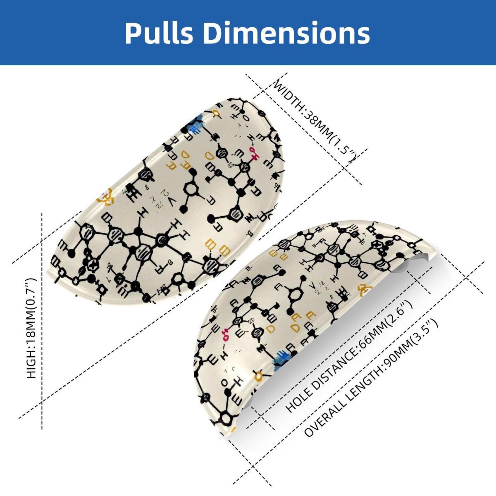 PhooArto 6 Pcs Cup Drawer Pulls, Chemistry Equation Pattern Shell Shape Handles Cabinet Knobs for Dresser Cupboard Closet Wardrobe with Screws