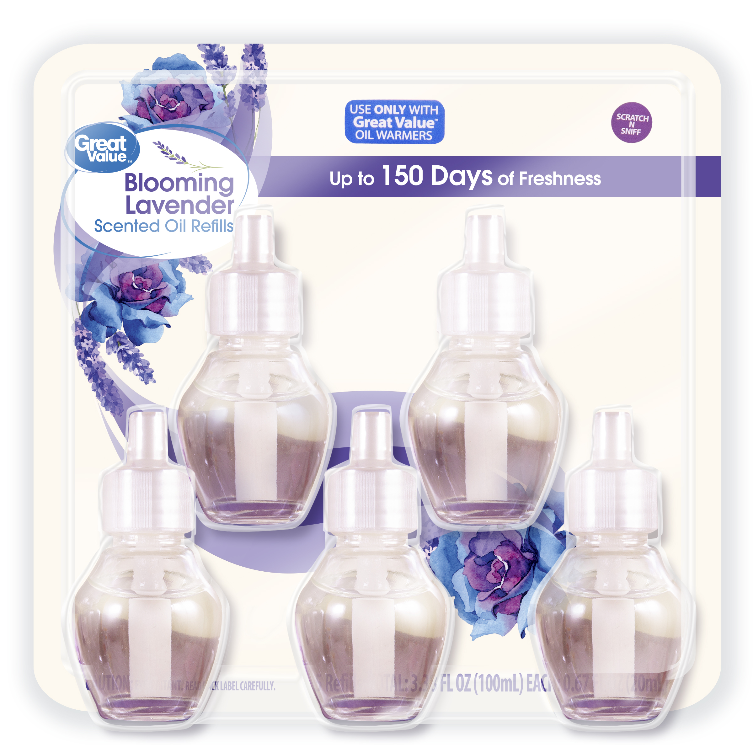 Great Value Plug In Scented Oil Refills, (5 X .67 fl oz), Blooming