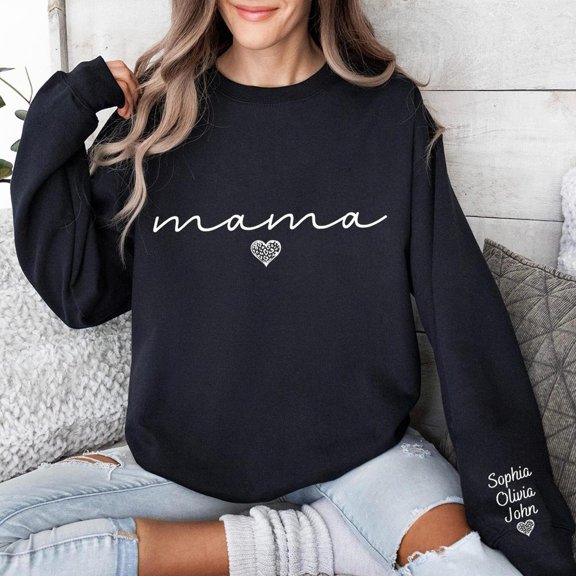 Custom Mama with Names On Sleeve Love Mother's Day Gifts, Sweatshirt