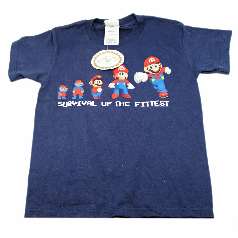 Super Mario Bros. Nintendo's Super Mario Survival of the Fittest Navy Blue TShirt (Youth