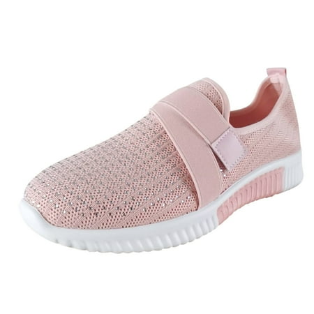 Fauean Sneakers for Women Casual Leisure Outdoor Light Shoes Breathable Slip on Sneakers Light Pink Size 39