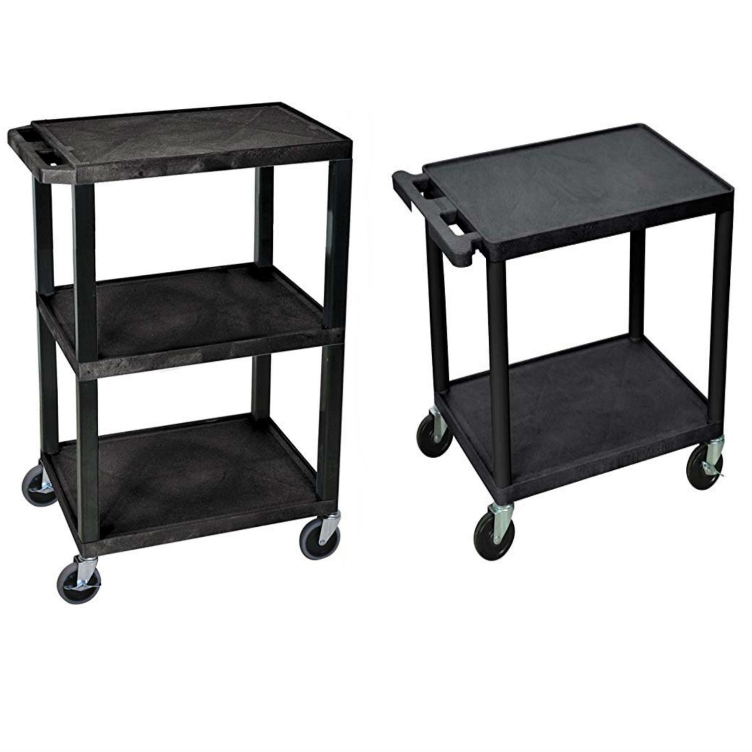 Luxor 2 Shelves Multipurpose Plastic A/V Utility Cart with 3 Shelves
