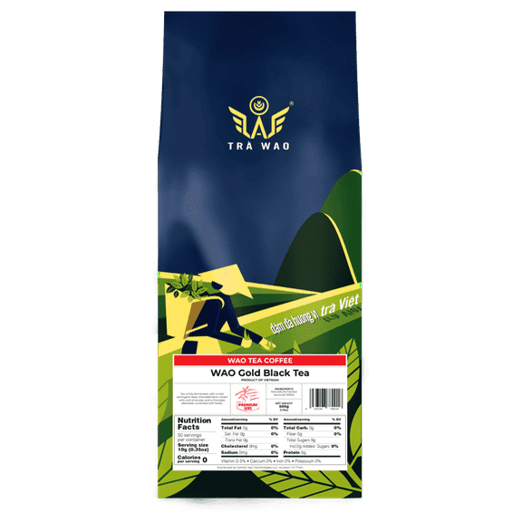 WAO Tea Coffee Gold Black Tea, Loose Leaf, Full-Body Cocoa, Smoky Woody, 1.1 lb