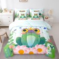 thumbnail image 1 of YST 7Pcs Cartoon Frog Comforter Sets King Size, Cute Animal Colorful Flowers, Polyester, Bed in a Bag, 1 of 5