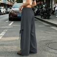 thumbnail image 6 of Pants for Women Wide Leg Sweatpants Solid Color Loose Elastic Waist Drawstring Bow Tied Strap Sweatpants Fall Sweatpants with Pockets Casual Lounge Travel Pants, 6 of 9