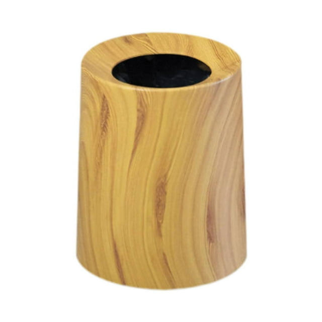 Papelera redonda reutilizable, decorativa, nórdica, versátil, con parte superior abierta, para oficina, baño, patio, sala de estar Color de la madera