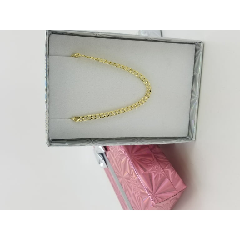Real 10k Yellow Gold Hollow Cuban Men and Women Bracelet/Anklet 4.5 mm, 7" to 10"