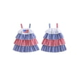 thumbnail image 2 of BemeyourBBs Toddler Baby Girl 4th of July Dress Little Baby Girl Patriot Independence Day Summer Dress Casual Red White Blue Plaid I Love USA Tiered Dress Beach Party Holiday Derss Clothes, 2 of 8