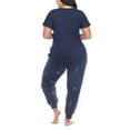 thumbnail image 3 of Honeydew Women's 2-piece Pajama Cotton Blend Embroidered Top and Pants Lounge Set-Blue / 3X, 3 of 7