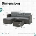 thumbnail image 3 of OC Orange-Casual 5-Piece Outdoor Sectional Sofa Set with Glass Coffee Table Grey Rattan & Sliver-Grey Cushion, 3 of 6
