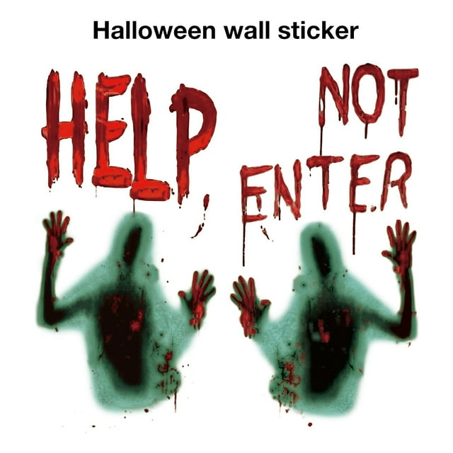 2 PCS Vampire Horror Zombie Sticker Poster Decoration for Haunted House Halloween Party Wall Sticker Giant Bloody Window