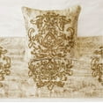 thumbnail image 3 of The HomeCentric King / Queen / Twin Ivory & Gold Decorative Twin 53"x18" Bed Runner WITHOUT Pillow Cover, Beaded & Foil Bed Scarf on Silk fabric - Foil Damask Gold, 3 of 5