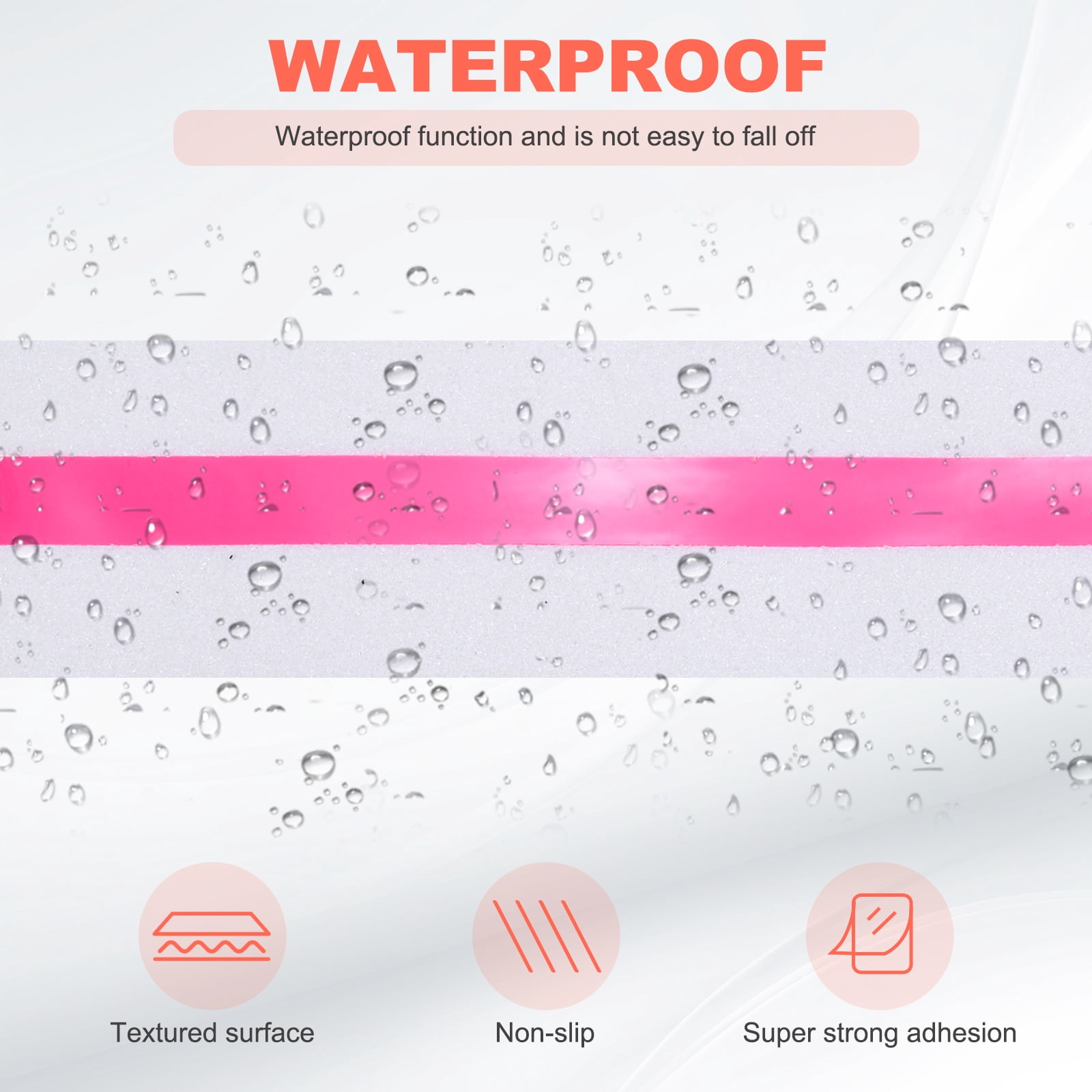 Anti Slip Traction Tape 2 Inch x 49.2ft Stair Grip Friction Adhesive Non Skid Tape Waterproof White with pink Tape
