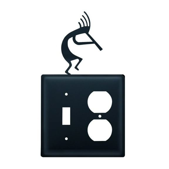 1 Switch and Duplex Outlet Cover with Kokopelli Accent, Black