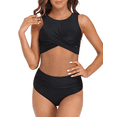 thumbnail image 2 of Firpearl Women's High Waisted Bikini Set Keyhole Tank Swimsuits Wrap Criss Cross Two Piece Bathing Suits, 2 of 7