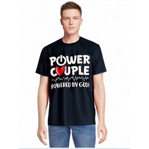 Power Couple Christian Couples Matching Valentines Day 220g 100% Cotton T-Shirt Tee For Adult, Men, Women, Teen, Teenager, Adolescent, Youth.