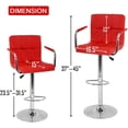 thumbnail image 7 of Set of 2 PU Leather Bar Stools Armrest Counter Stools Swivel Square Counter Height Barstools with Armrest Adjustable Hydraulic Bar Chairs with Upholstered Back & Seat, Red, 7 of 7