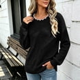 thumbnail image 6 of Bxsruta Womens Sweaters Scalloped Neck Long Sleeve Ribbed Knit Pullover Casual Tops, 6 of 8