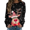 thumbnail image 1 of HNMKIU Chandail en Molleton Col Rond Femme Joyeux Noël Imprimé Col Rond Chandail Manches Longues Décontracté, 1 of 4