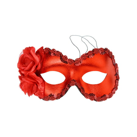 Red Rosa Mask Italian Halloween Accessory Mardi Gras Costume