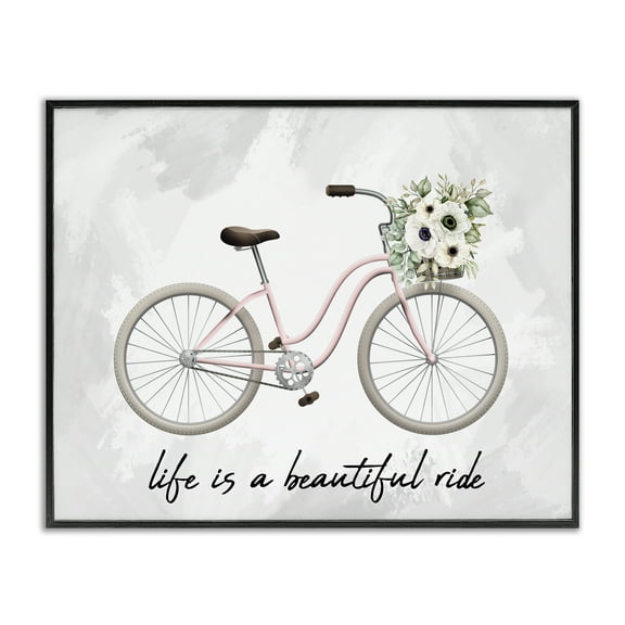 Stupell Industries Beautiful Ride Floral Bike Transportation Painting Black Framed Art Print Wall Art, 14 x 11