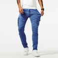 thumbnail image 2 of Luwomo Jeans for Mens Fashion Oversized Ripped Slim Fit Straight Leg High Waist Long Trousers Regular Denim Pants Dark Blue,L, 2 of 5