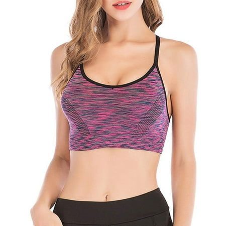 

PhoneSoap Women s Sports Bra Mid Impact Yoga Bra Padded Exercise Fitness Blockout Vest Top Red