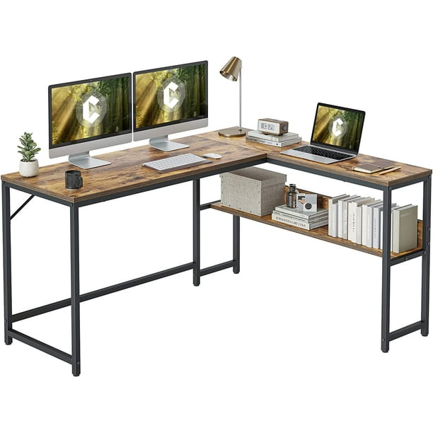CubiCubi L Shaped Desk, 55.1 inch Corner Computer Desk with Storage