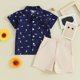 thumbnail image 4 of Odeerbi 6M-4Y Conjunto de Verano Para Niños Solapa Estampada Manga Corta Camisa Traje Pantalón Corto Conjunto de Dos Piezas, 4 of 8